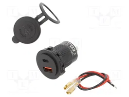LogiLink Cargador USB de 60W con 2 puertos, USB-AF y USB-CF, Negro