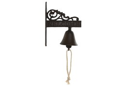 DKD Home Decor Campana Negro Marron Hierro Colado Cuerda 7.5 x 18.5 x 14.5 cm