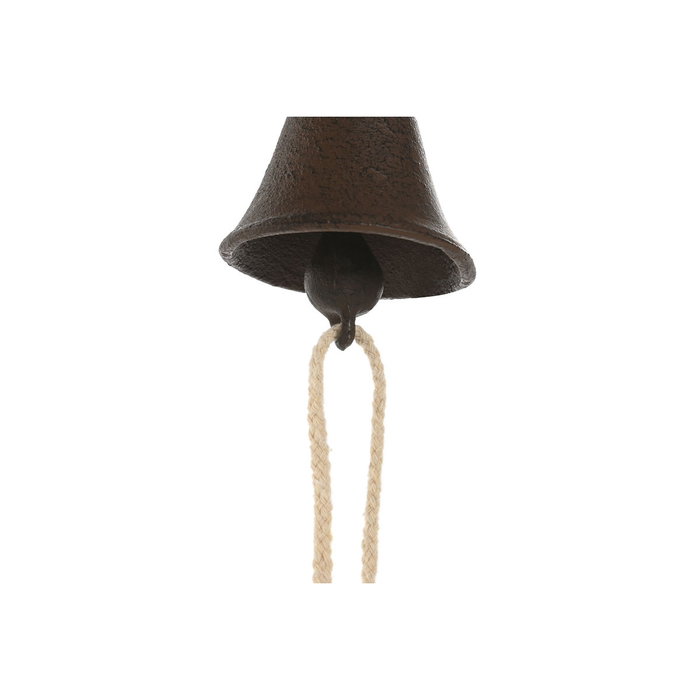 DKD Home Decor Campana de Hierro Colado con Cuerda Negro y Marrón 14,5x7,5x18,5 cm