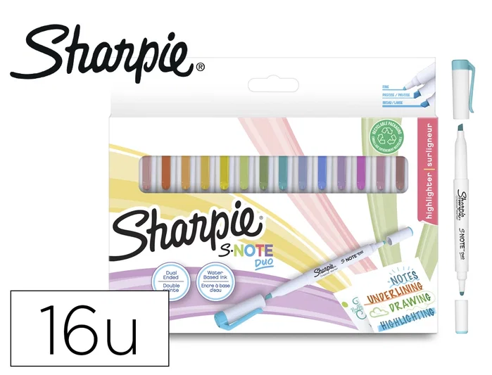 Sharpie S-Note Duo Marcadores Creativos de Doble Punta, Surtidos, 16 Unidades Sharpie S-Note Duo Marcadores Creativos de Doble Punta, Surtidos, 16 Unidades