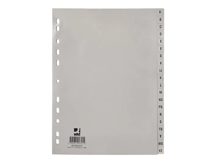 Q-connect Separador Alfabético Plástico A-Z DIN A4 Multitaladro Q-connect Separador Alfabético Plástico A-Z DIN A4 Multitaladro
