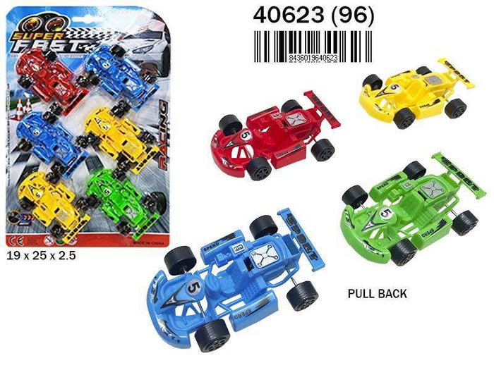 Coche Go-Cars Pull Back 4 Unidades en Blister