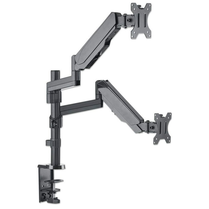 MANHATTAN Soporte Doble de Sobremesa Articulado con Resorte de Goma para Dos Monitores de 17 a 32 Pulgadas