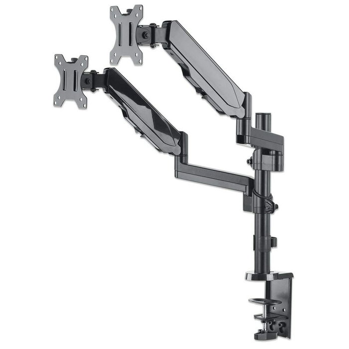 MANHATTAN Soporte Doble de Sobremesa Articulado con Resorte de Goma para Dos Monitores de 17 a 32 Pulgadas