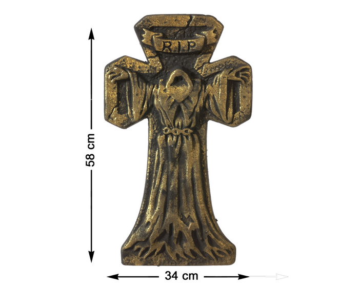 Lápida Decorativa Halloween 34x58 cm con Figura de Monje en Relieve para Exteriores Lápida Decorativa Halloween 34x58 cm con Figura de Monje en Relieve para Exteriores