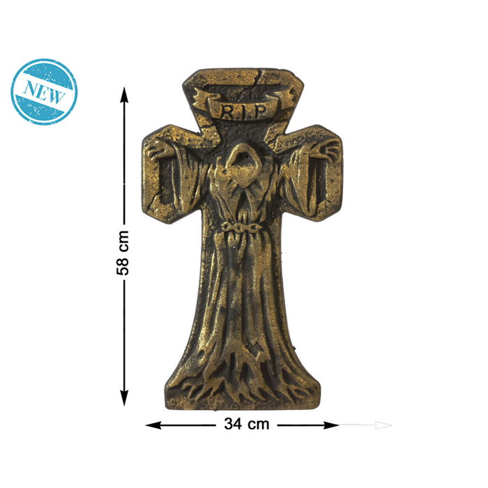 Atosa Lápida Decorativa Halloween con Figura de Monje en Relieve 34x58 cm