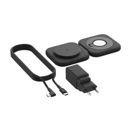 Belkin WIZ026vfBK BoostCharge PRO Qi2 Cargador Inalámbrico MagSafe 15W para iPhone 15, 14, 13, 12, AirPods, Apple Watch, con Cable USB-C 1.5 m y Adaptador AC 30W