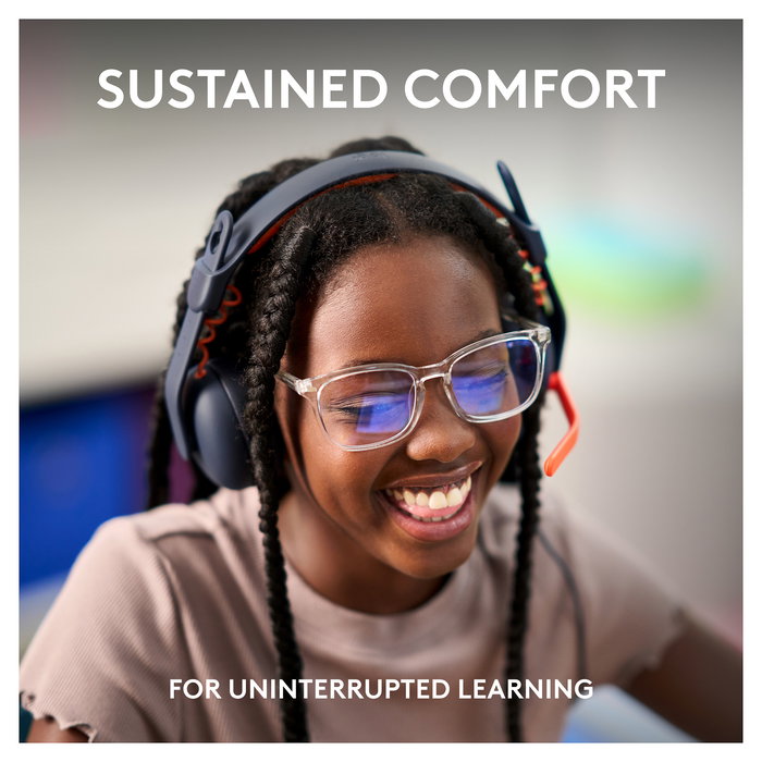 Logitech Auriculares Zone Learn Classic Blue con Micrófono para Estudiantes, Cableados, Supraaurales, Cancelación de Ruido Activa, Azul