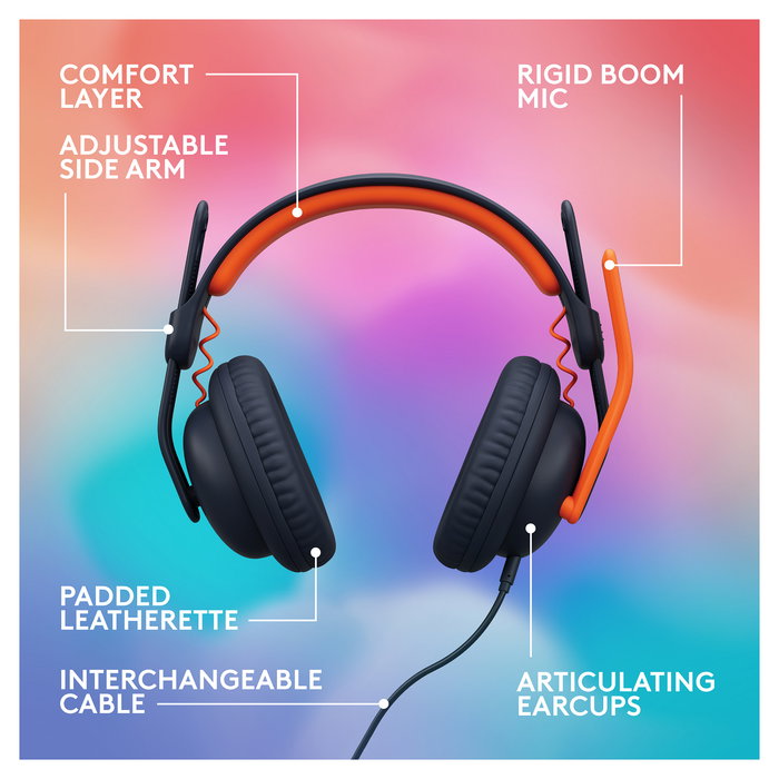 Logitech Auriculares Zone Learn Classic Blue con Micrófono para Estudiantes, Cableados, Supraaurales, Cancelación de Ruido Activa, Azul