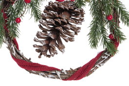 DKD Home Decor Decoración Colgante Navidad Alpina Marron Rojo Ratan 8 x 23 x 30 cm (6 Unidades)