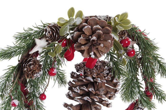 DKD Home Decor Decoración Colgante Navidad Alpina Marron Rojo Ratan 8 x 23 x 30 cm (6 Unidades)