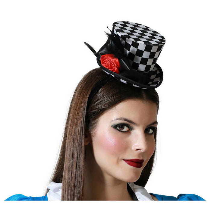 Atosa Diadema Sombrero de Carnaval con Estampado Ajedrezado y Flor Roja para Mujer Atosa Diadema Sombrero de Carnaval con Estampado Ajedrezado y Flor Roja para Mujer