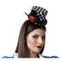 Atosa Diadema Sombrero de Carnaval con Estampado Ajedrezado y Flor Roja para Mujer