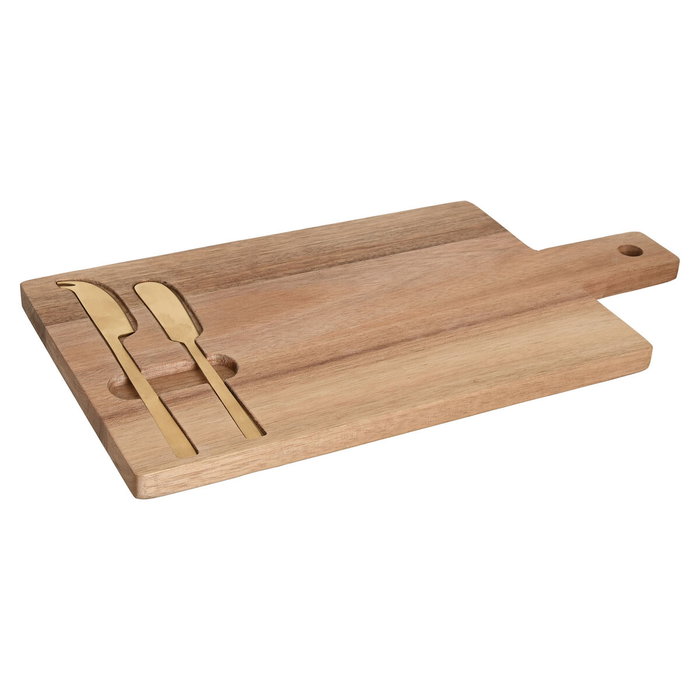DKD Home Decor Set de 3 Tablas de Cortar de Acacia e Inox para Queso