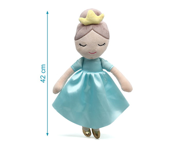 KioKids Peluche Princesa Azul 40 cm +10 Meses Muñeca de Tela para Niños