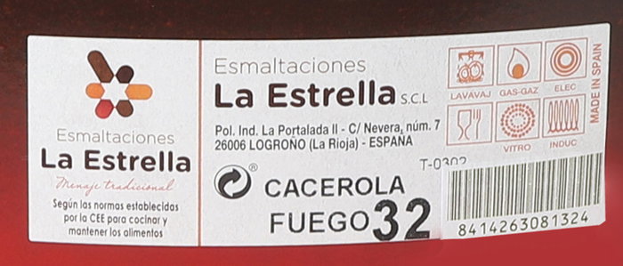 La Estrella Cacerola Esmaltada con Tapa 32 cm - 9.3 L Fuego (4 Unidades)