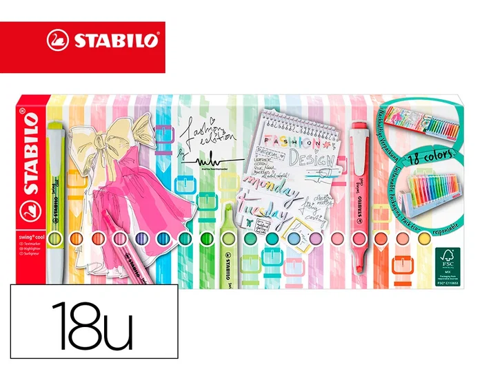 Stabilo Set de Marcadores Swing Cool Surtidos de 18 Unidades