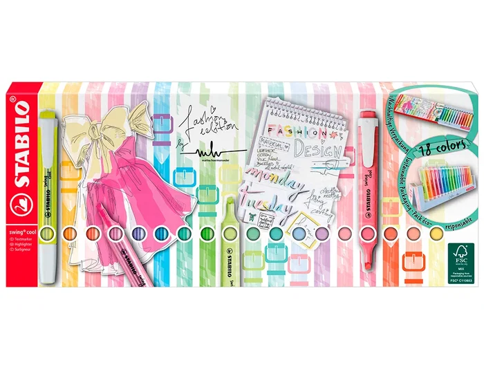 Stabilo Set de Marcadores Swing Cool Surtidos de 18 Unidades