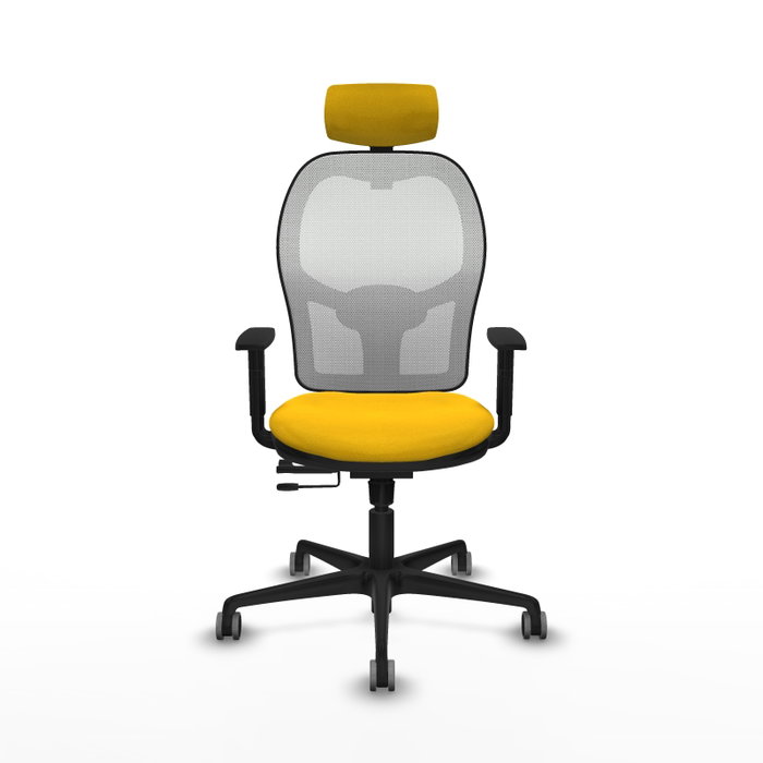 PIQUERAS Y CRESPO Silla de oficina Jorquera con mecanismo Sincro/Traslack, Amarillo y Blanco