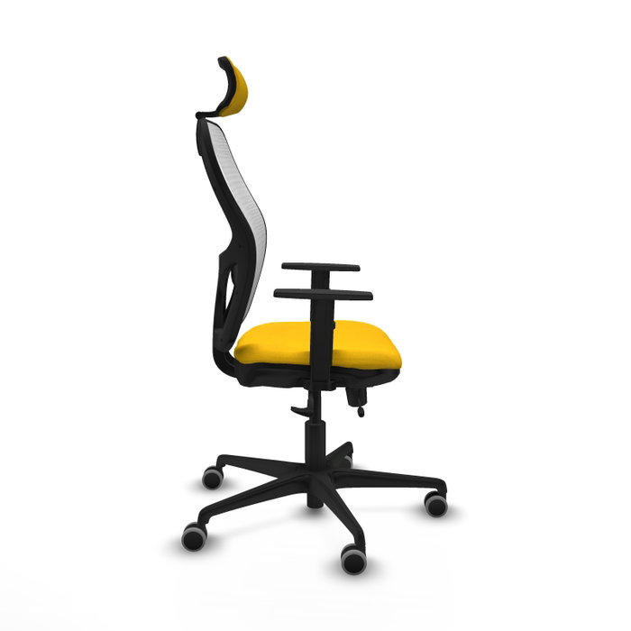 PIQUERAS Y CRESPO Silla de oficina Jorquera con mecanismo Sincro/Traslack, Amarillo y Blanco