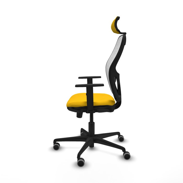 PIQUERAS Y CRESPO Silla de oficina Jorquera con mecanismo Sincro/Traslack, Amarillo y Blanco