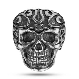 Police Tribal Edge Ring Skull Silver T.24