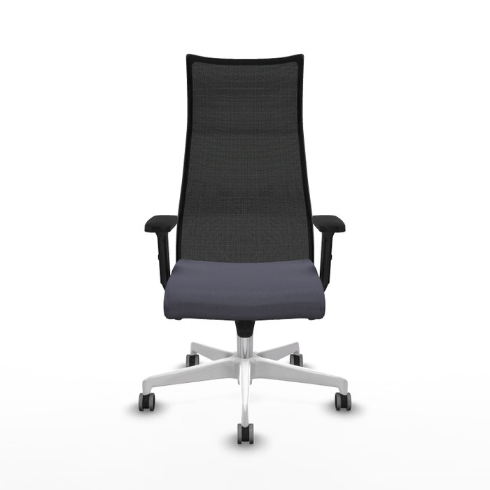 PIQUERAS Y CRESPO Sillón Albacete con Mecanismo Sincro, Tela Gris Oscuro y Malla Negra, Base Blanca, Brazos 2D, Ruedas 65mm para Parqué PIQUERAS Y CRESPO Sillón Albacete con Mecanismo Sincro, Tela Gris Oscuro y Malla Negra, Base Blanca, Brazos 2D, Ruedas 65mm para Parqué