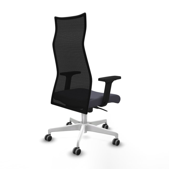 PIQUERAS Y CRESPO Sillón Albacete con Mecanismo Sincro, Tela Gris Oscuro y Malla Negra, Base Blanca, Brazos 2D, Ruedas 65mm para Parqué PIQUERAS Y CRESPO Sillón Albacete con Mecanismo Sincro, Tela Gris Oscuro y Malla Negra, Base Blanca, Brazos 2D, Ruedas 65mm para Parqué
