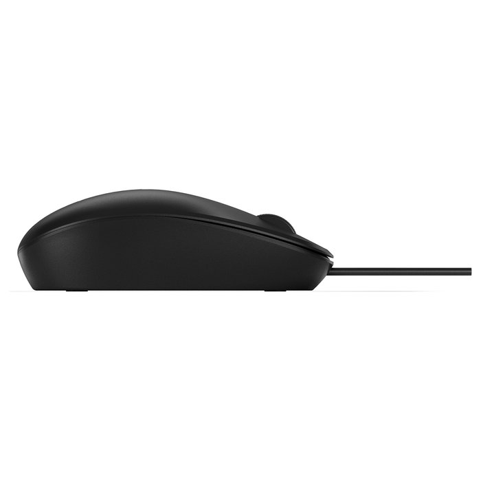 HP Ratón 125 con Cable USB, Ambidextro, Negro