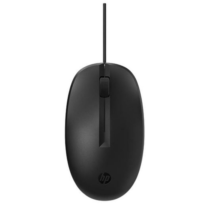 HP Ratón 125 con Cable USB, Ambidextro, Negro