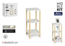 Inde Estanteria Madera Cuadrada 3 Niveles Blanca 35.9 cm x 37.1 cm x 10 cm (2 Unidades)