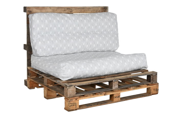 DKD Home Decor Cojín Suelo Terraza y Jardín Gris Claro Blanco 80 x 120 x 16 cm Set de 2