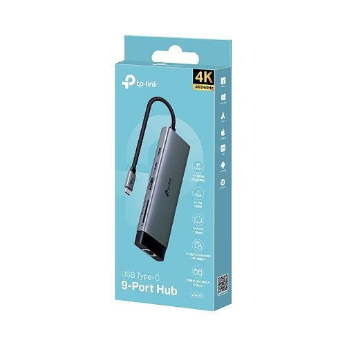 TP-Link Hub USB-C UH9120C de 9 Puertos con HDMI, Ethernet y Lector de Tarjetas - 5 Gbps, Compatible con Windows, Mac, Android