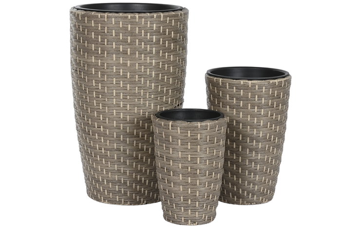 Macetero Terraza Y Jardin DKD Home Decor Natural 37 x 60 x 37 cm Set de 3