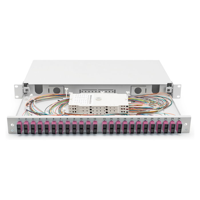 Digitus Caja de Empalme de Fibra Óptica 1U 24 Puertos SC Equipada OM4 Color Gris (Modelo: LWL Spleißbox)