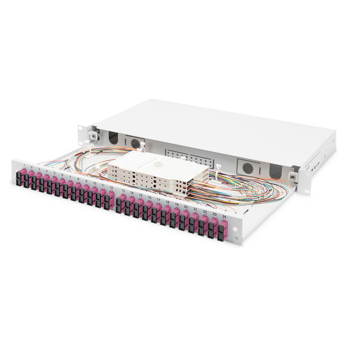 Digitus Caja de Empalme de Fibra Óptica 1U 24 Puertos SC Equipada OM4 Color Gris (Modelo: LWL Spleißbox)