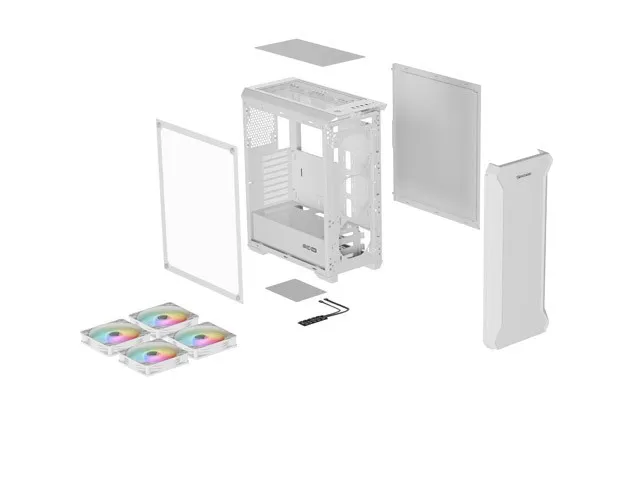 Genesis Irid 505 V2 ARGB White Midi Tower, ventana, sin fuente, 4 ventiladores 120mm ARGB, 2xUSB 3.0 Genesis Irid 505 V2 ARGB White Midi Tower, ventana, sin fuente, 4 ventiladores 120mm ARGB, 2xUSB 3.0