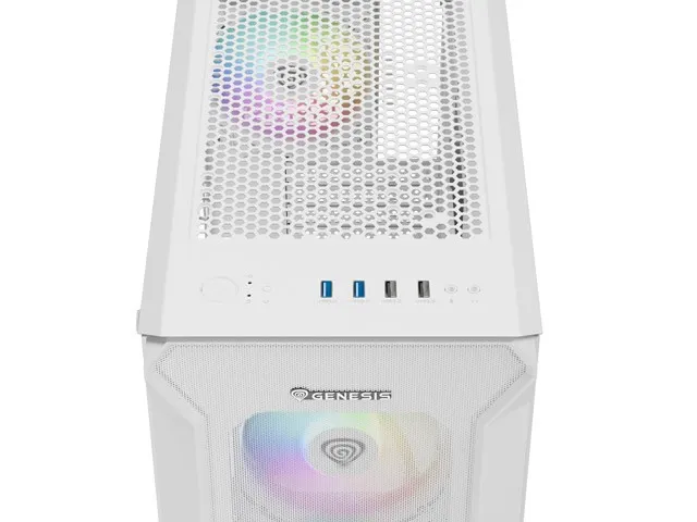 Genesis Irid 505 V2 ARGB White Midi Tower, ventana, sin fuente, 4 ventiladores 120mm ARGB, 2xUSB 3.0 Genesis Irid 505 V2 ARGB White Midi Tower, ventana, sin fuente, 4 ventiladores 120mm ARGB, 2xUSB 3.0