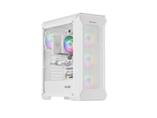 Genesis Irid 505 V2 ARGB White Midi Tower, ventana, sin fuente, 4 ventiladores 120mm ARGB, 2xUSB 3.0