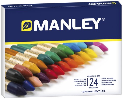 Manley Ceras de Colores Surtidos Estuche de 24 Unidades 60mm Manley Ceras de Colores Surtidos Estuche de 24 Unidades 60mm
