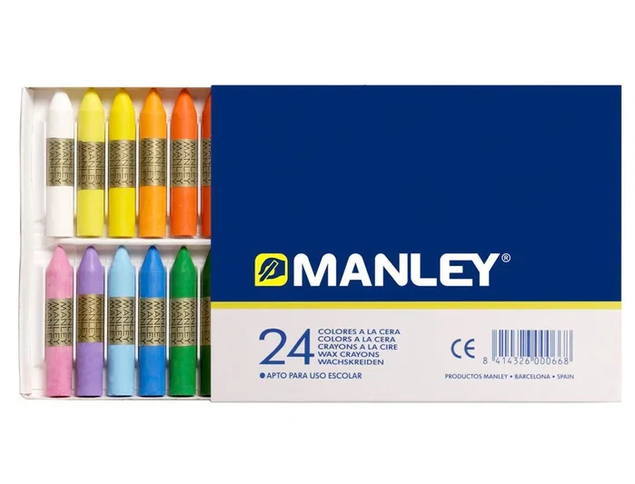 Manley Ceras de Colores Surtidos Estuche de 24 Unidades 60mm Manley Ceras de Colores Surtidos Estuche de 24 Unidades 60mm