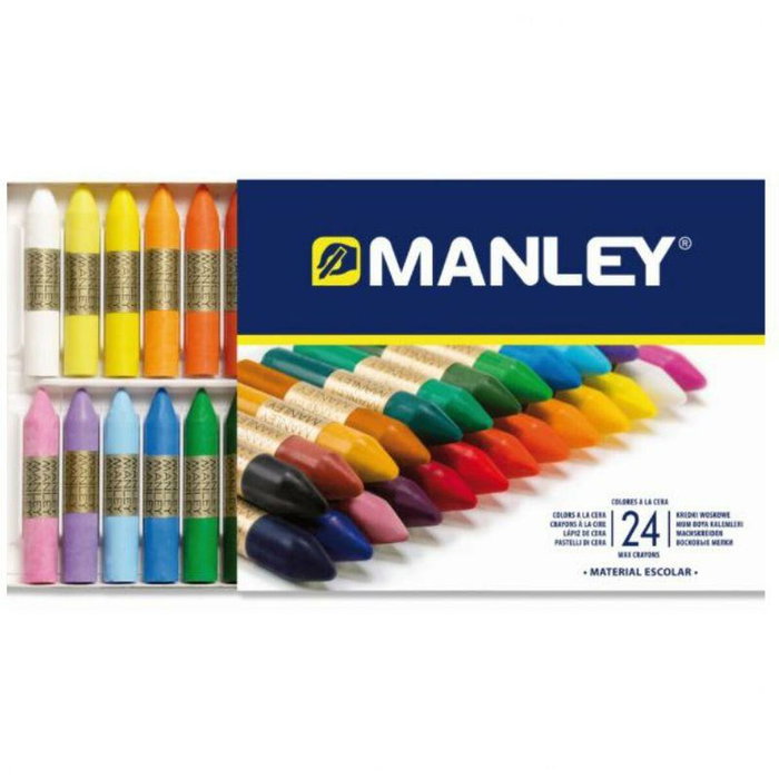 Manley Ceras de Colores Surtidos Estuche de 24 Unidades 60mm Manley Ceras de Colores Surtidos Estuche de 24 Unidades 60mm
