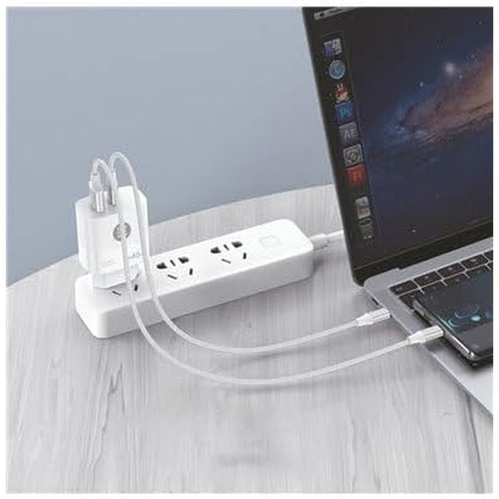 Tech One Tech Cargador GaN 65W con Puerto USB-C y USB-A Blanco TEC2273 con Cable USB-C a USB-C 5A Tech One Tech Cargador GaN 65W con Puerto USB-C y USB-A Blanco TEC2273 con Cable USB-C a USB-C 5A