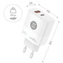 Tech One Tech Cargador GaN 65W con Puerto USB-C y USB-A Blanco TEC2273 con Cable USB-C a USB-C 5A