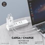 Tech One Tech Cargador GaN 65W con Puerto USB-C y USB-A Blanco TEC2273 con Cable USB-C a USB-C 5A