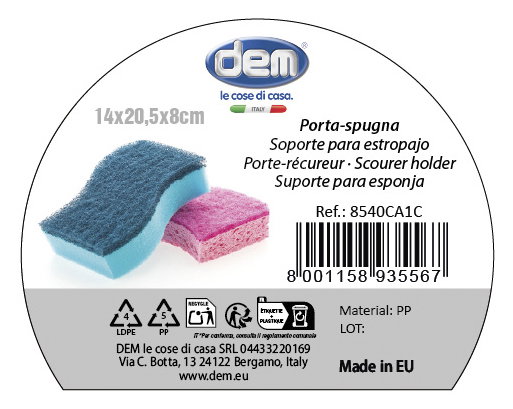 Inde Soporte De Estropajo Colores 14.3 cm Ancho x 8.1 cm Alto x 20.7 cm Largo (12 Unidades)