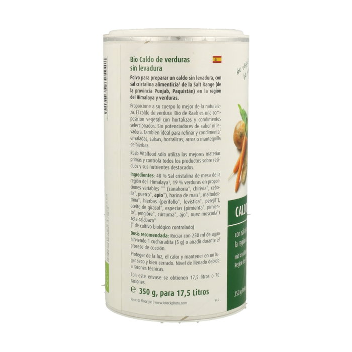 Raab Caldo de Verduras en Polvo con Sal del Himalaya sin Levadura 350g