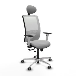 PIQUERAS Y CRESPO Silla de oficina Zulema con mecanismo Sincro/Traslack, Gris claro y Blanco