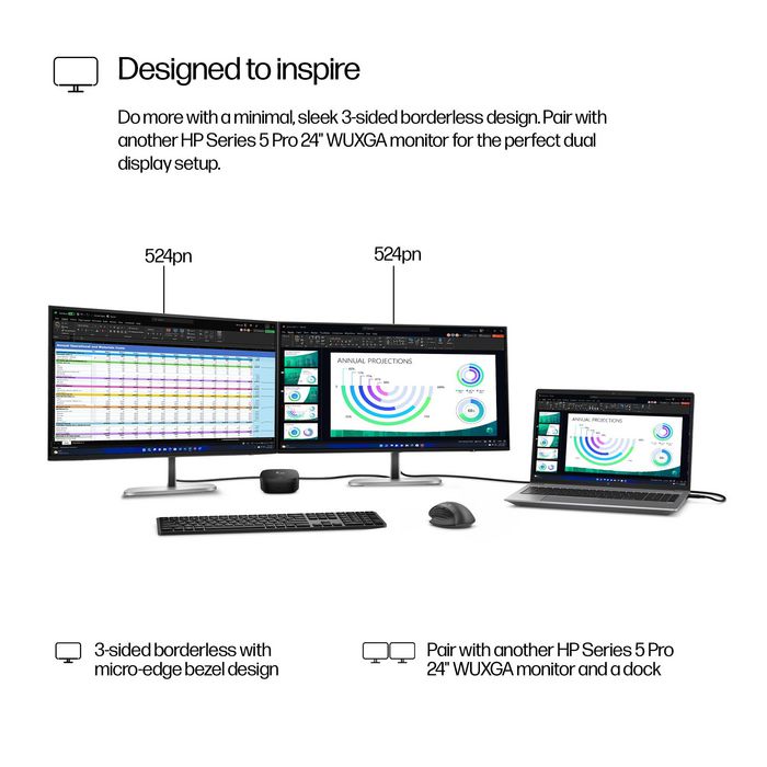 HP Monitor Series 5 Pro 24 inch WUXGA 524pn PVC Free para el trabajo HP Monitor Series 5 Pro 24 inch WUXGA 524pn PVC Free para el trabajo