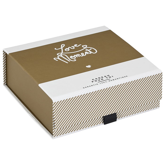 The Concept Factory Caja de Regalo 'Love Moment' Romántica, Plegable, 14x14x5.5 cm, Papel Rojo y Dorado